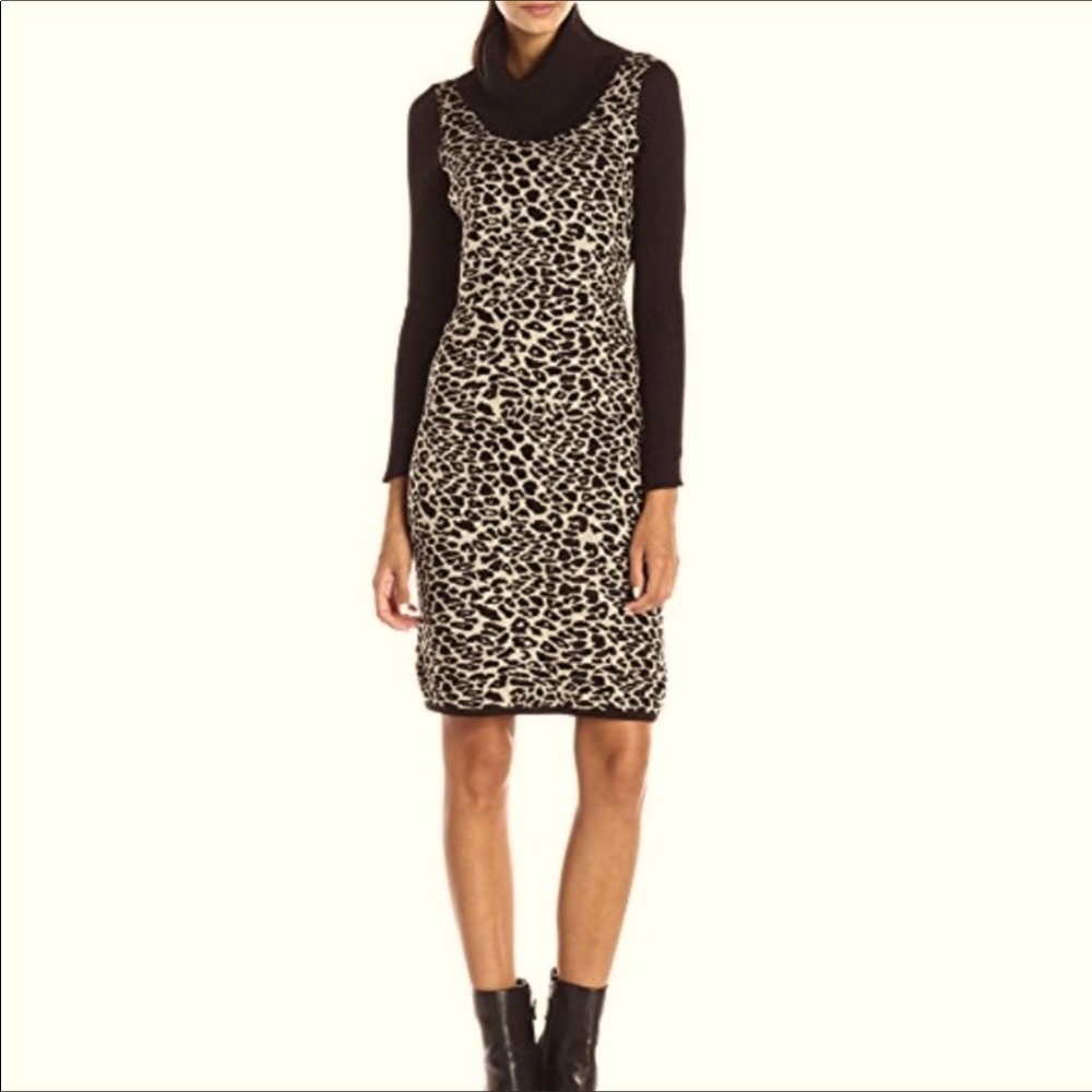 Calvin Klein Animal Print Sweater Dress